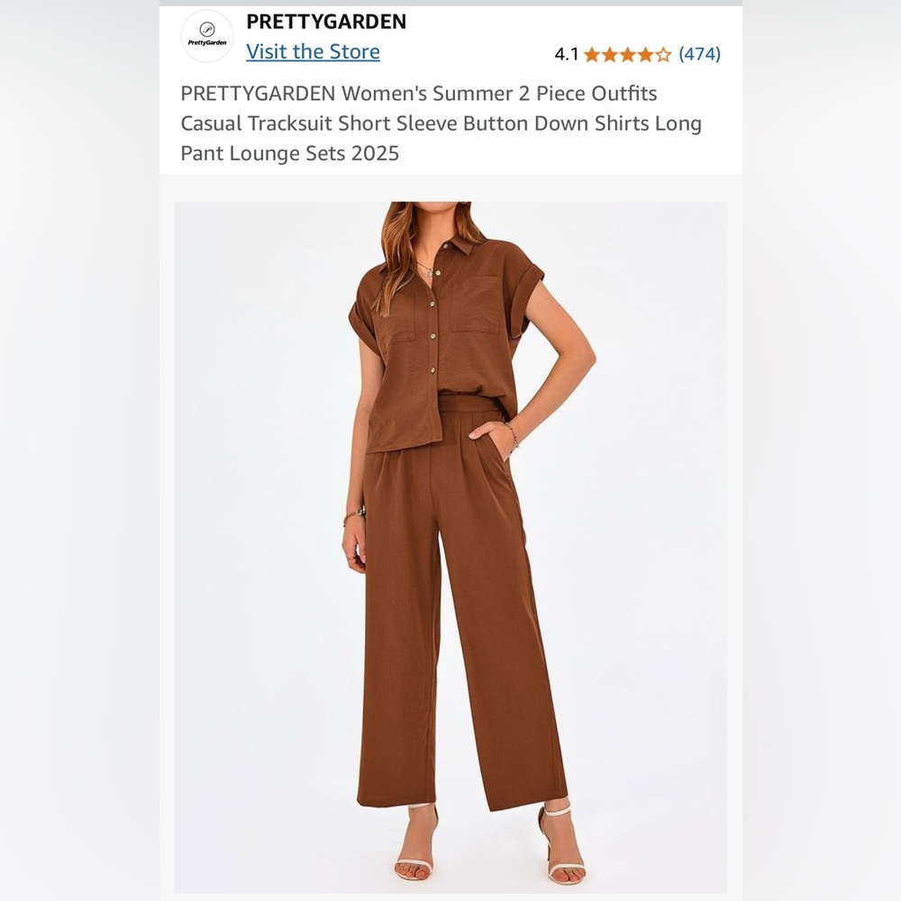 PRETTYGARDEN 2-piece women’s set- brown